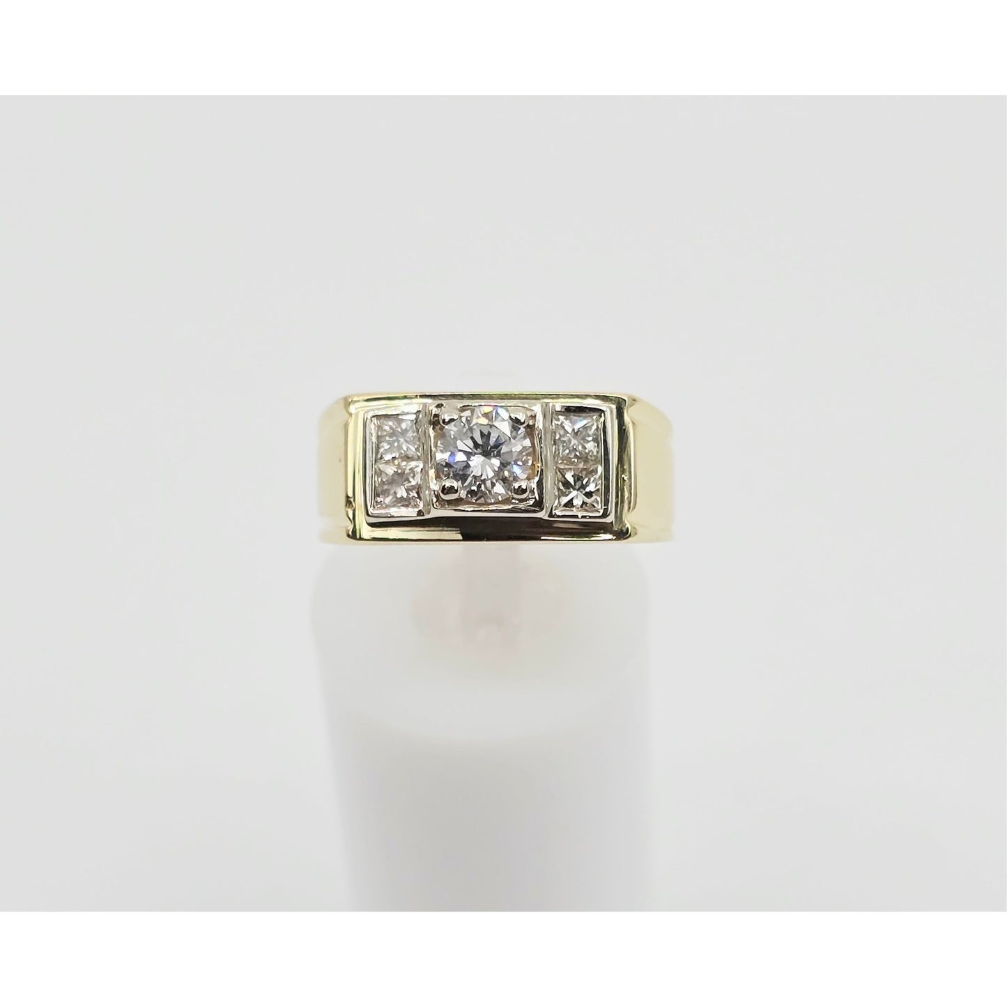 14K Yellow Gold Men's Diamond Cluster Ring