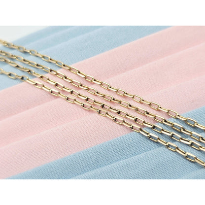 14K Yellow Gold Anchor Cable Link Chain Necklace