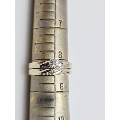 14K Two Tone Gold Ladies Wedding Solitaire Diamond Ring & Band Set