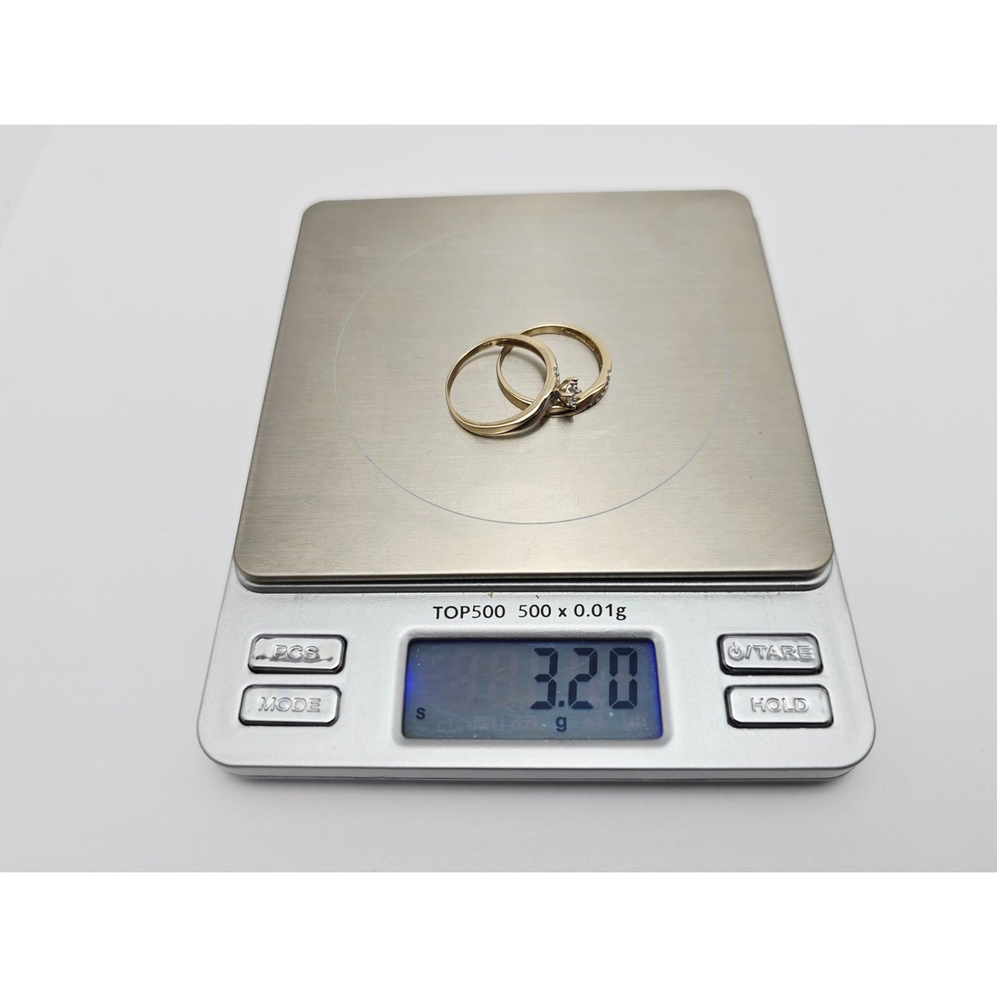 14K Two Tone Gold Ladies Wedding Solitaire Diamond Ring & Band Set