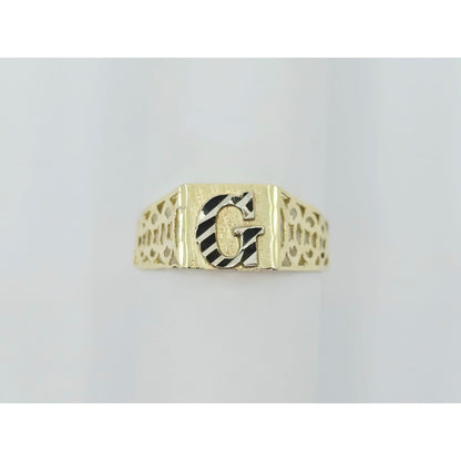 10K Two Tone Gold Initial Letter " G " Ring