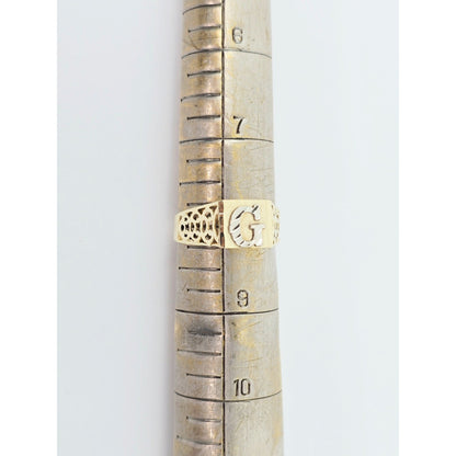 10K Two Tone Gold Initial Letter " G " Ring