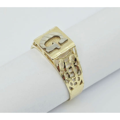10K Two Tone Gold Initial Letter " G " Ring