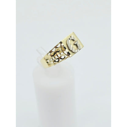 10K Two Tone Gold Initial Letter " G " Ring