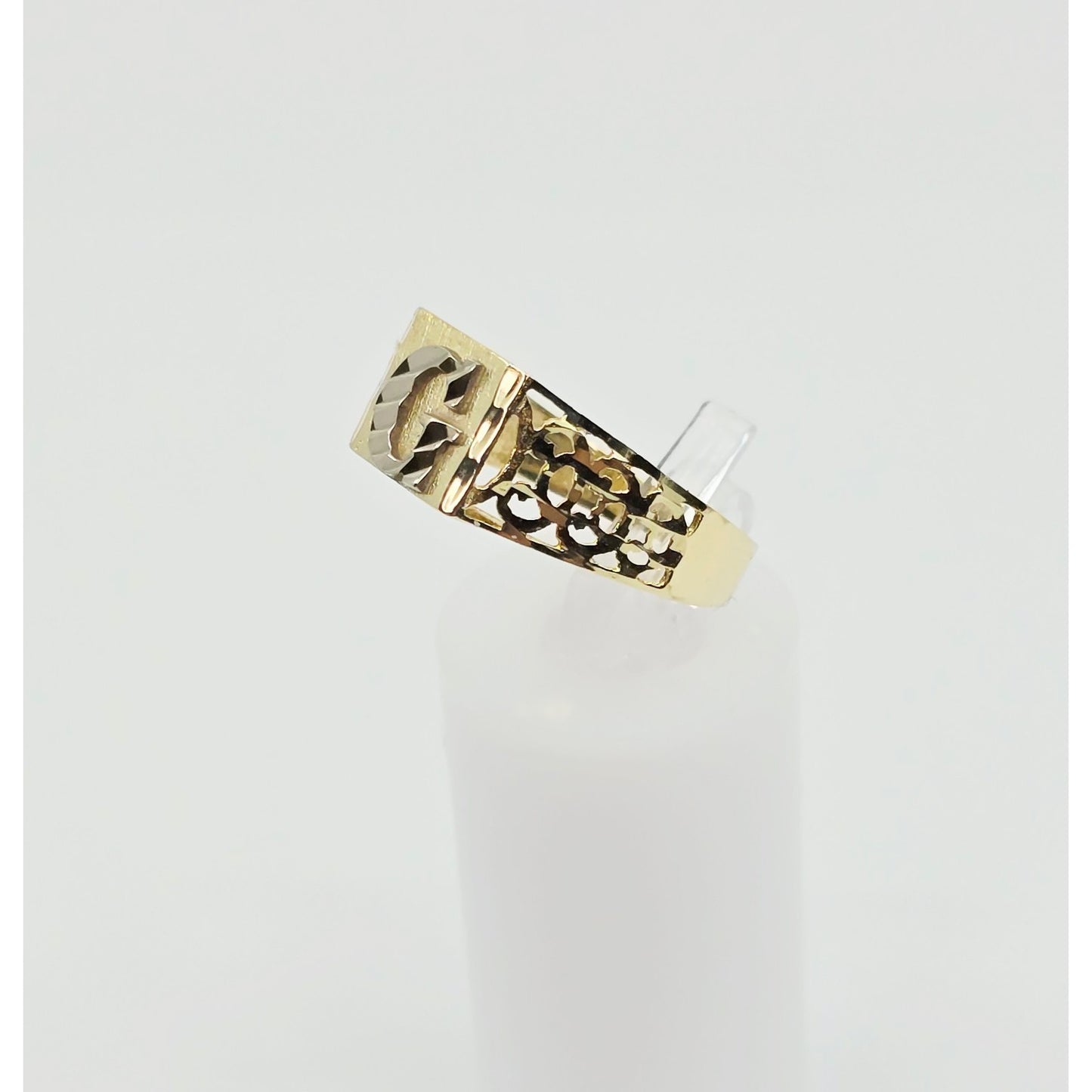 10K Two Tone Gold Initial Letter " G " Ring