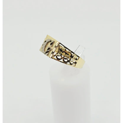 10K Two Tone Gold Initial Letter " G " Ring