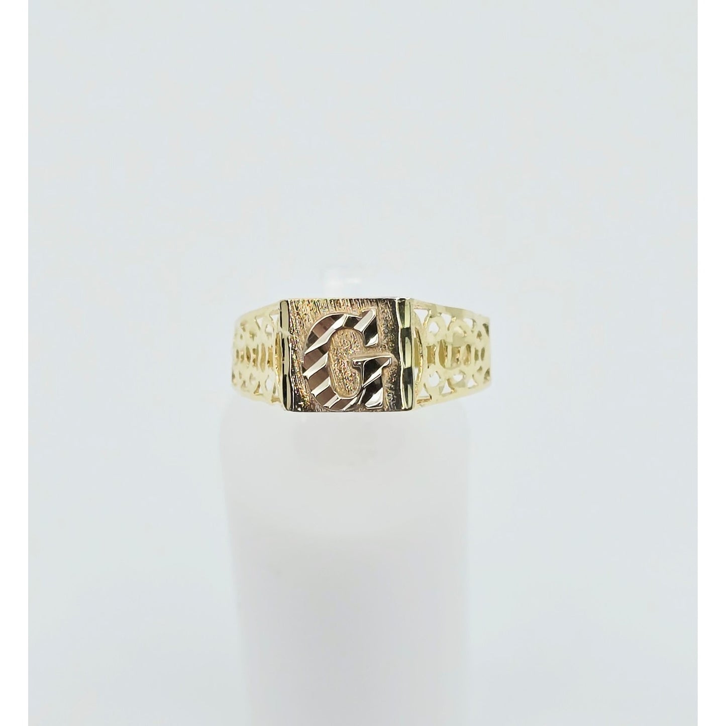 10K Two Tone Gold Initial Letter " G " Ring