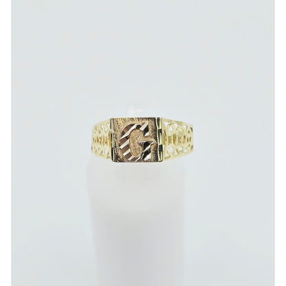 10K Two Tone Gold Initial Letter " G " Ring