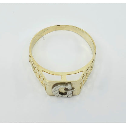 10K Two Tone Gold Initial Letter " G " Ring