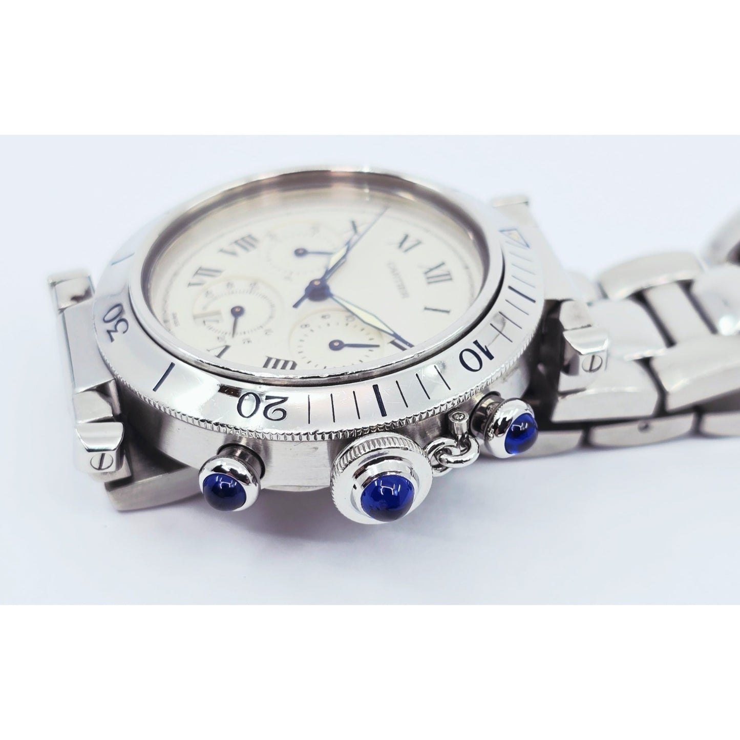 Cartier Pasha De Cartier Chronograph Quartz 38mm Stainless Steel Watch Ref 1050