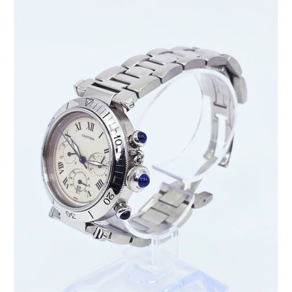 Cartier Pasha De Cartier Chronograph Quartz 38mm Stainless Steel Watch Ref 1050