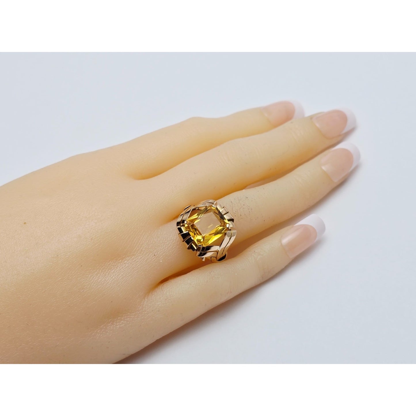 18K Yellow Gold Emerald Cut Yellow Sapphire Ring
