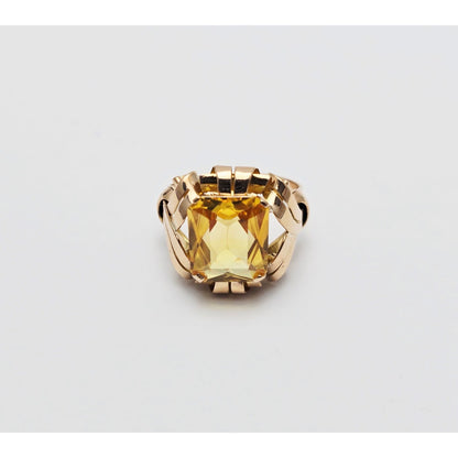 18K Yellow Gold Emerald Cut Yellow Sapphire Ring