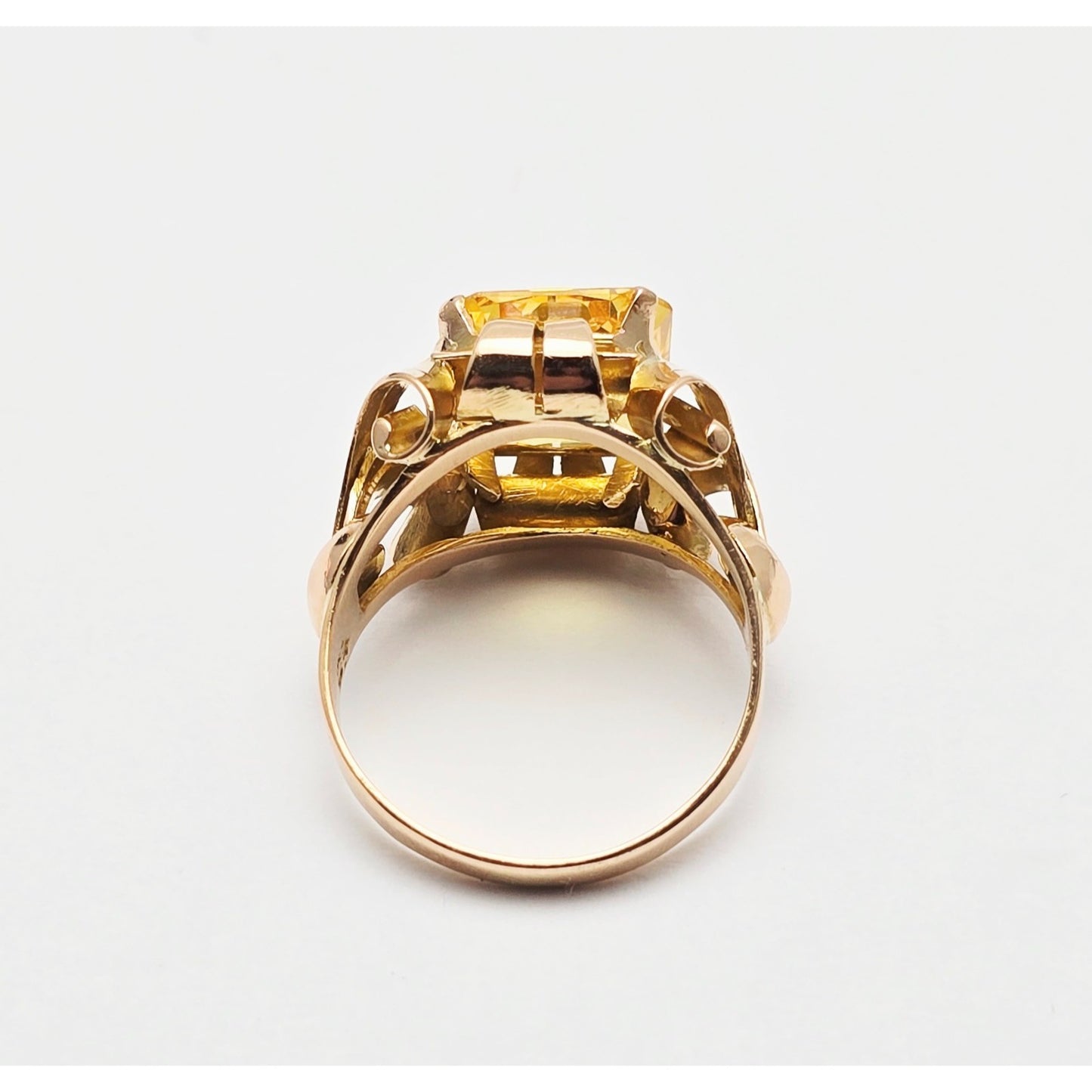 18K Yellow Gold Emerald Cut Yellow Sapphire Ring