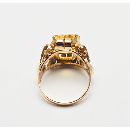 18K Yellow Gold Emerald Cut Yellow Sapphire Ring