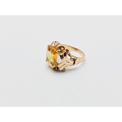 18K Yellow Gold Emerald Cut Yellow Sapphire Ring