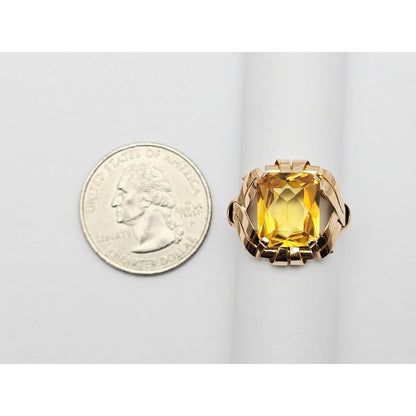 18K Yellow Gold Emerald Cut Yellow Sapphire Ring