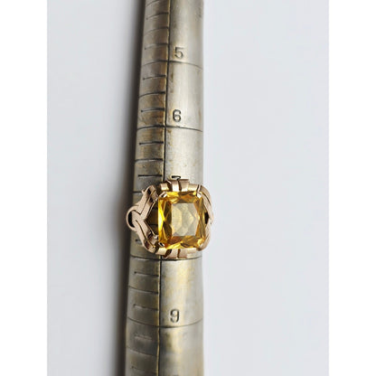 18K Yellow Gold Emerald Cut Yellow Sapphire Ring