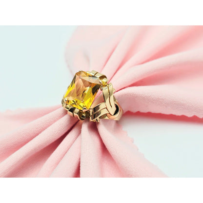 18K Yellow Gold Emerald Cut Yellow Sapphire Ring