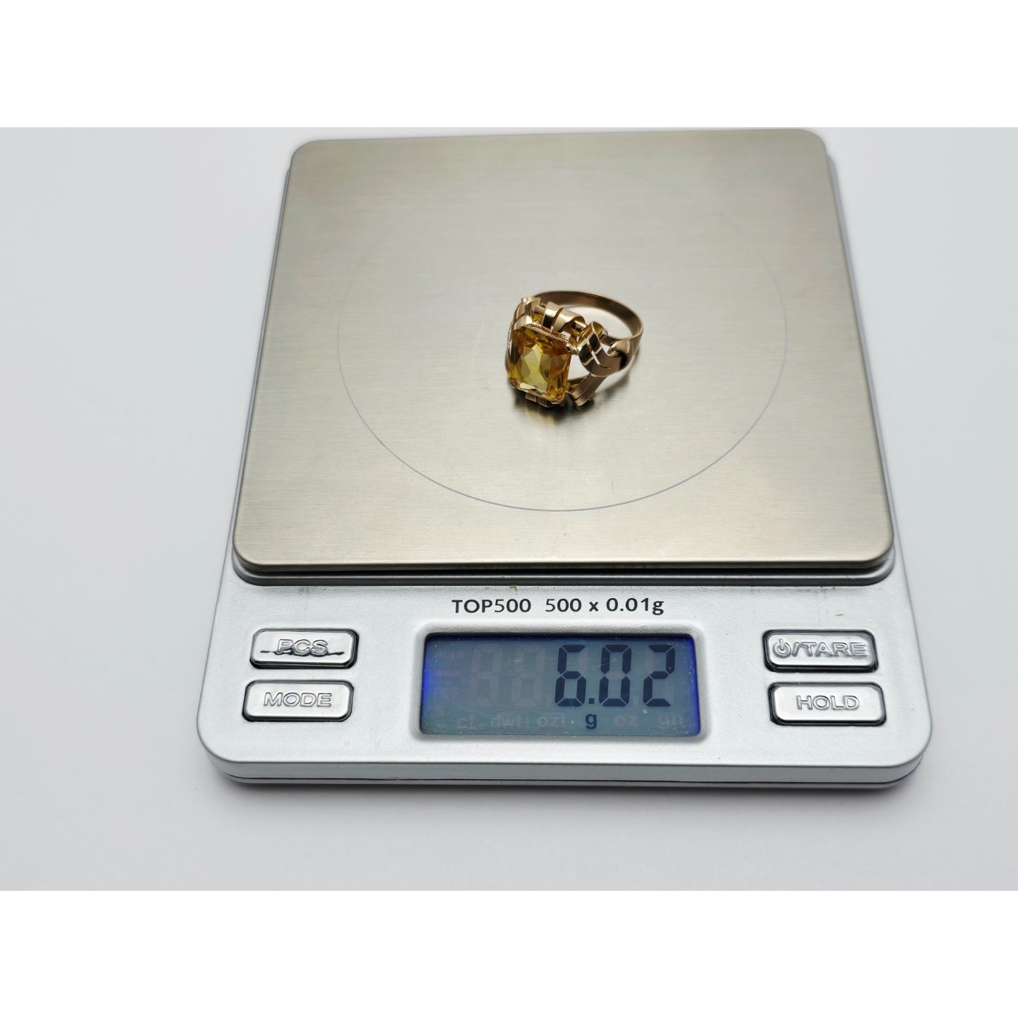 18K Yellow Gold Emerald Cut Yellow Sapphire Ring