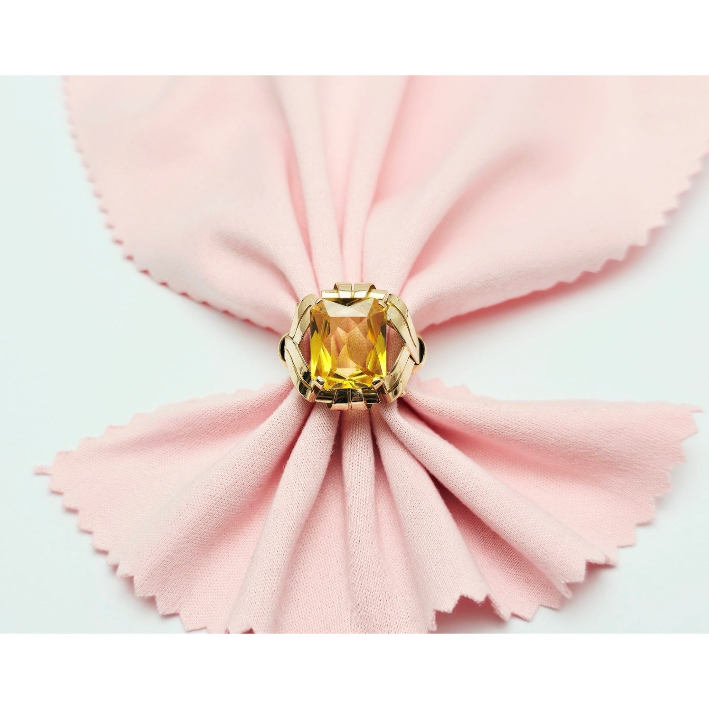 18K Yellow Gold Emerald Cut Yellow Sapphire Ring