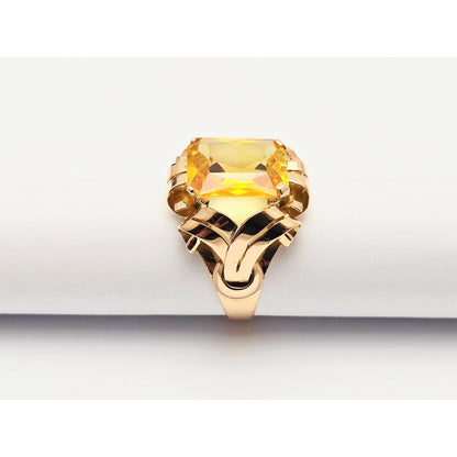 18K Yellow Gold Emerald Cut Yellow Sapphire Ring