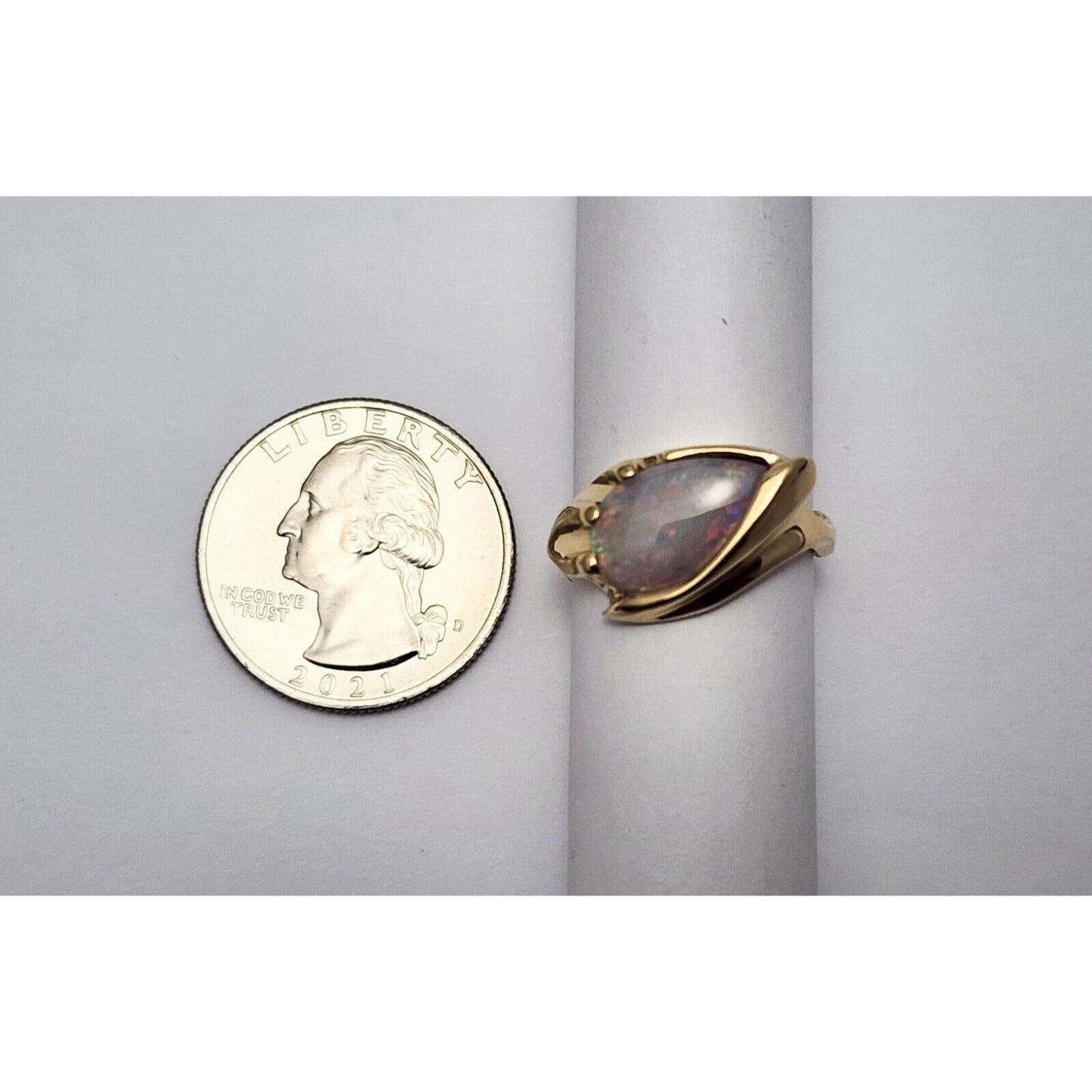 10K Yellow Gold Teardrop Opal Ring