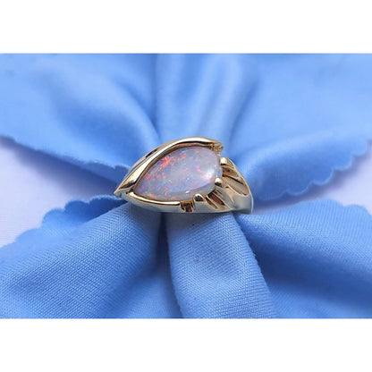 10K Yellow Gold Teardrop Opal Ring