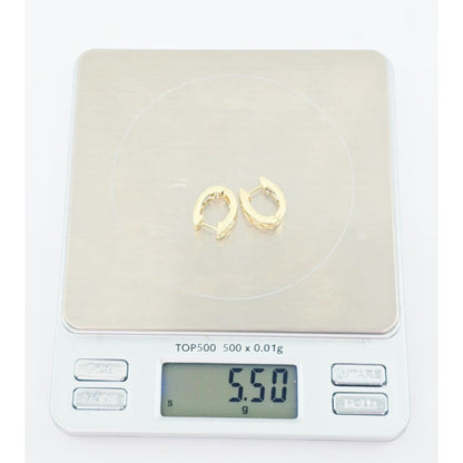 14K Yellow Gold Princess Cut Diamond Hinged Half Hoop Earrings