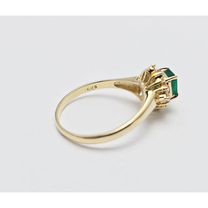 14K Yellow Gold Emerald & Diamond Ring