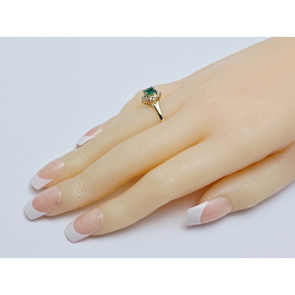 14K Yellow Gold Emerald & Diamond Ring