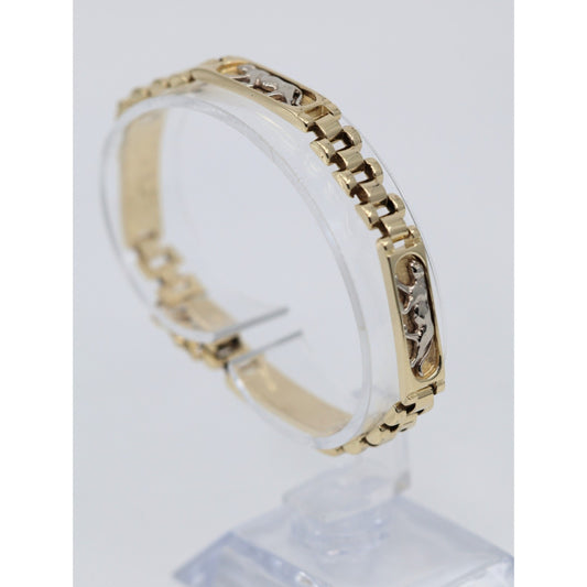 14K Two Tone Gold Custom Jaguar Panther Lion Rolex Link Bracelet