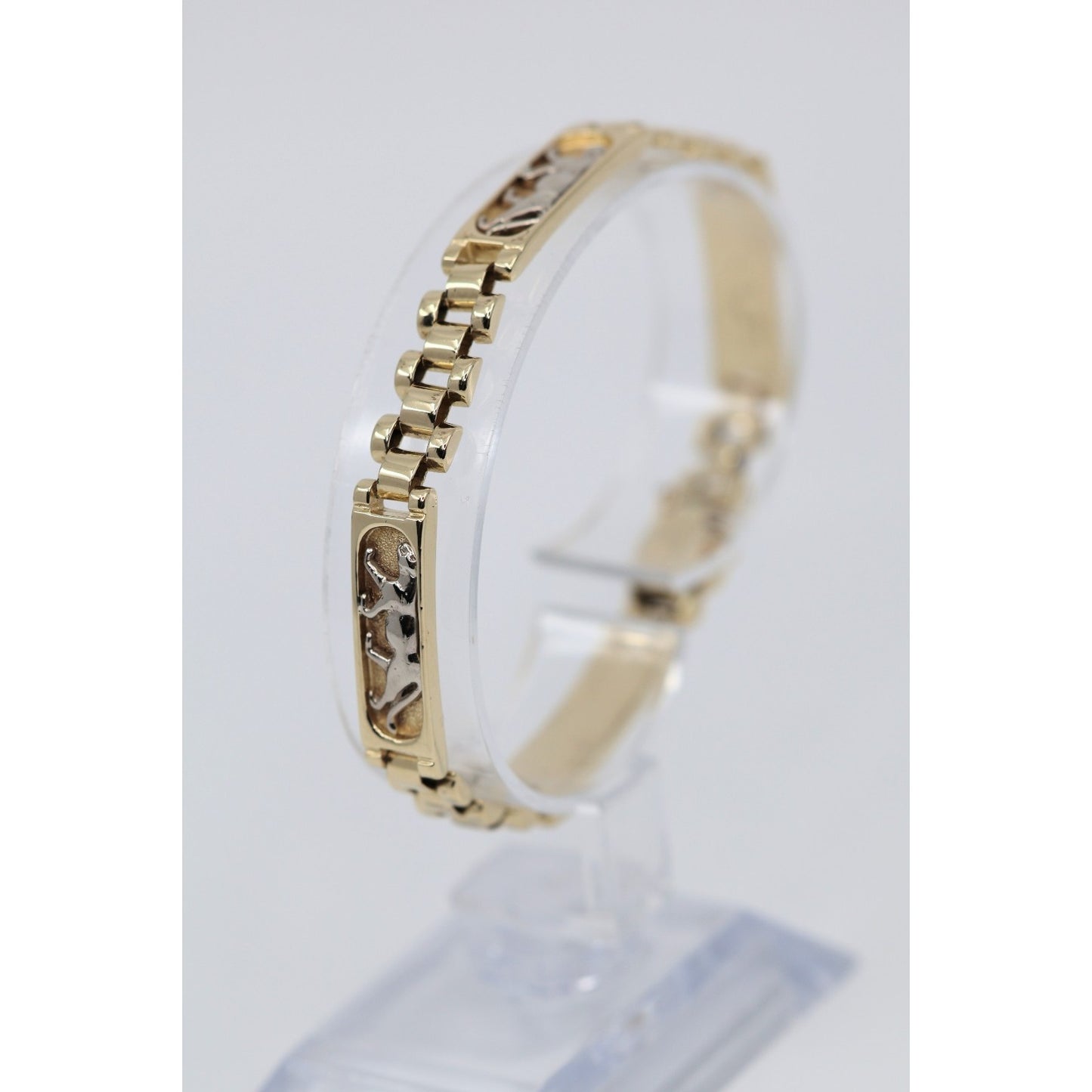 14K Two Tone Gold Custom Jaguar Panther Lion Rolex Link Bracelet