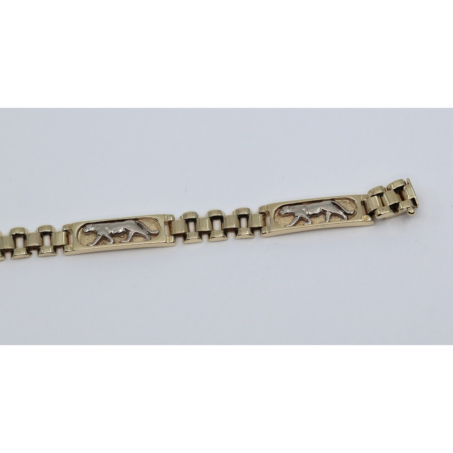 14K Two Tone Gold Custom Jaguar Panther Lion Rolex Link Bracelet