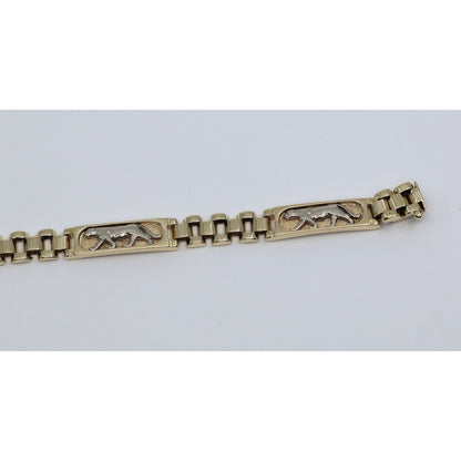 14K Two Tone Gold Custom Jaguar Panther Lion Rolex Link Bracelet