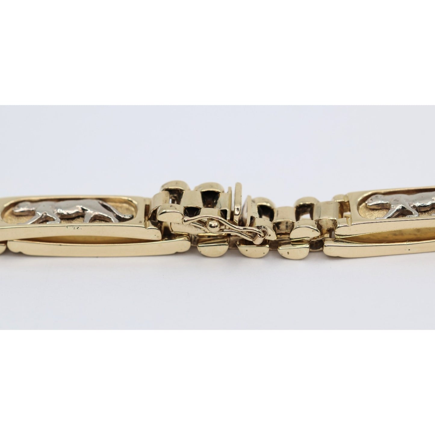 14K Two Tone Gold Custom Jaguar Panther Lion Rolex Link Bracelet