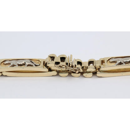 14K Two Tone Gold Custom Jaguar Panther Lion Rolex Link Bracelet