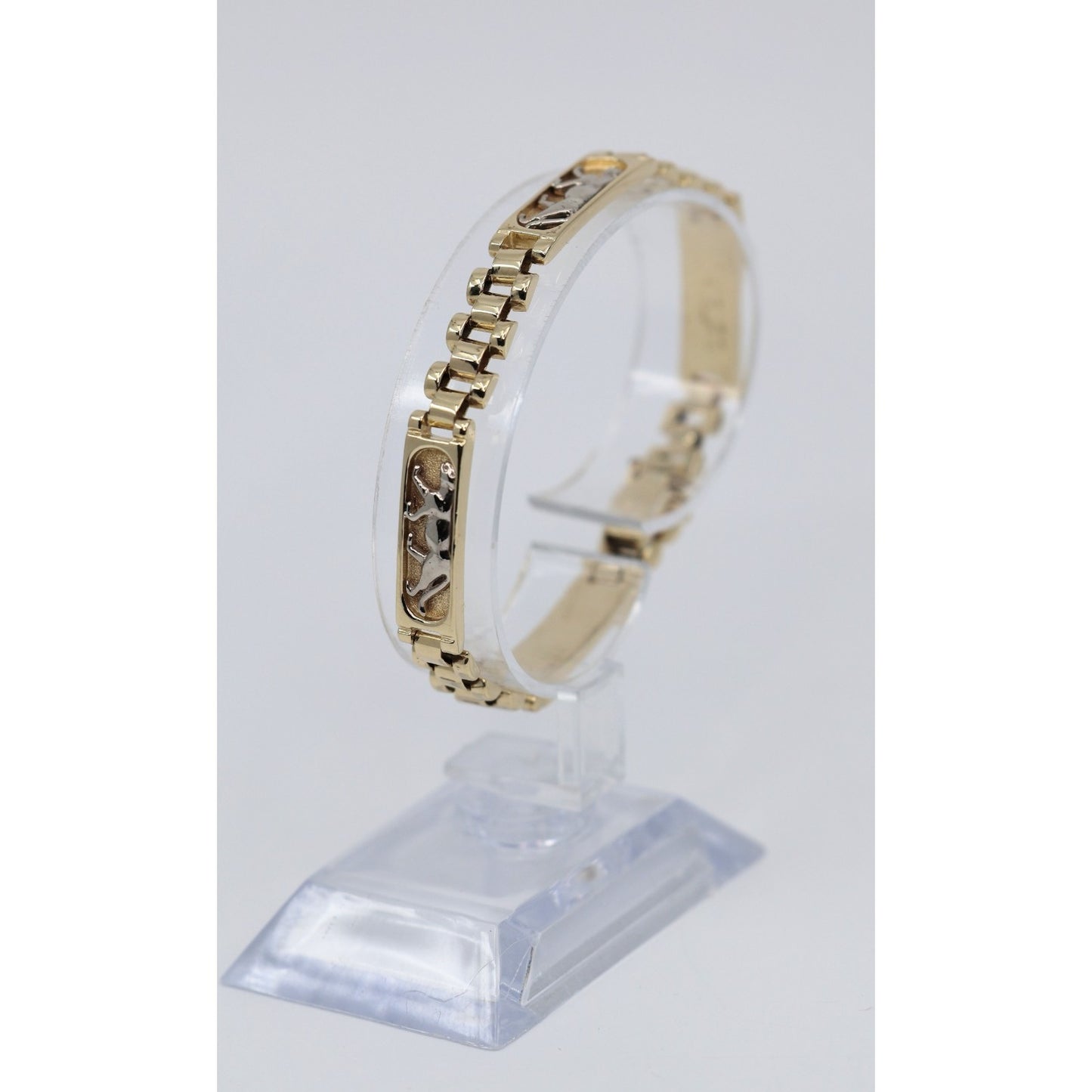 14K Two Tone Gold Custom Jaguar Panther Lion Rolex Link Bracelet