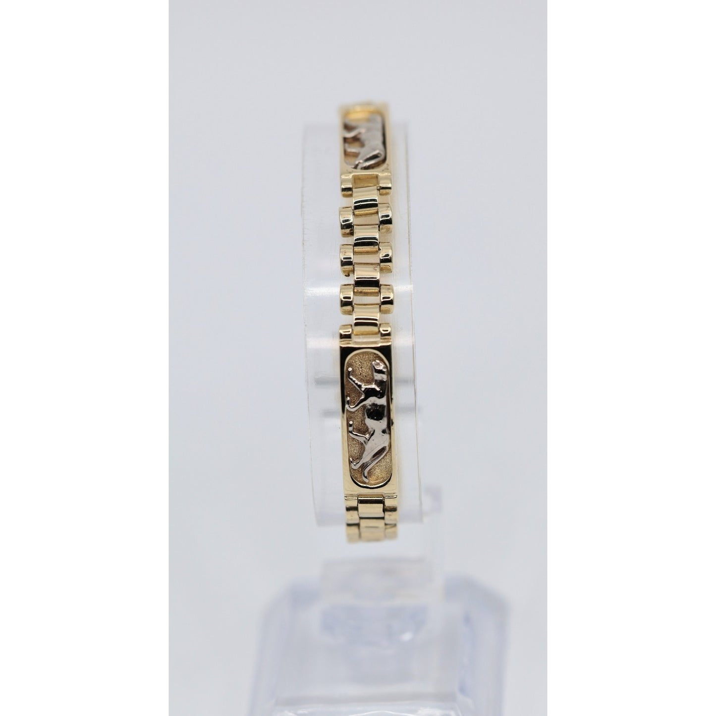14K Two Tone Gold Custom Jaguar Panther Lion Rolex Link Bracelet