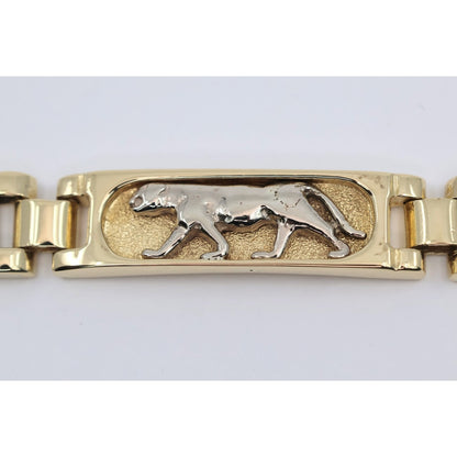14K Two Tone Gold Custom Jaguar Panther Lion Rolex Link Bracelet