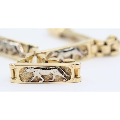 14K Two Tone Gold Custom Jaguar Panther Lion Rolex Link Bracelet