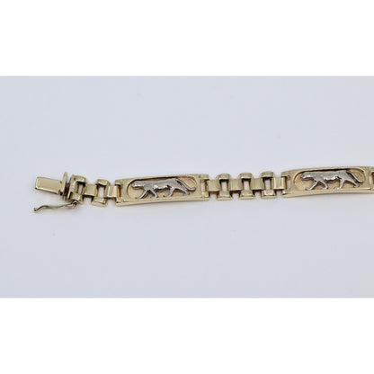 14K Two Tone Gold Custom Jaguar Panther Lion Rolex Link Bracelet