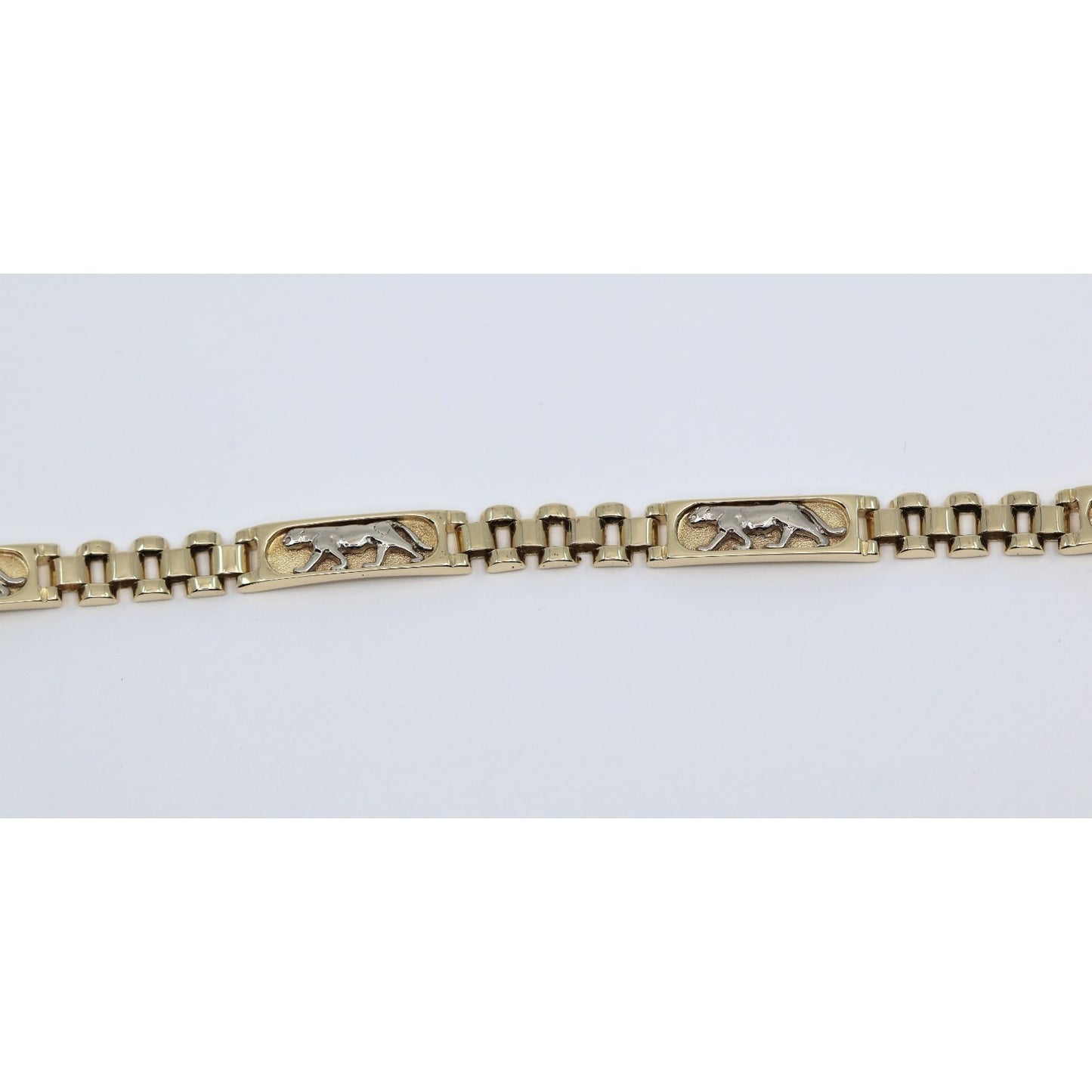 14K Two Tone Gold Custom Jaguar Panther Lion Rolex Link Bracelet