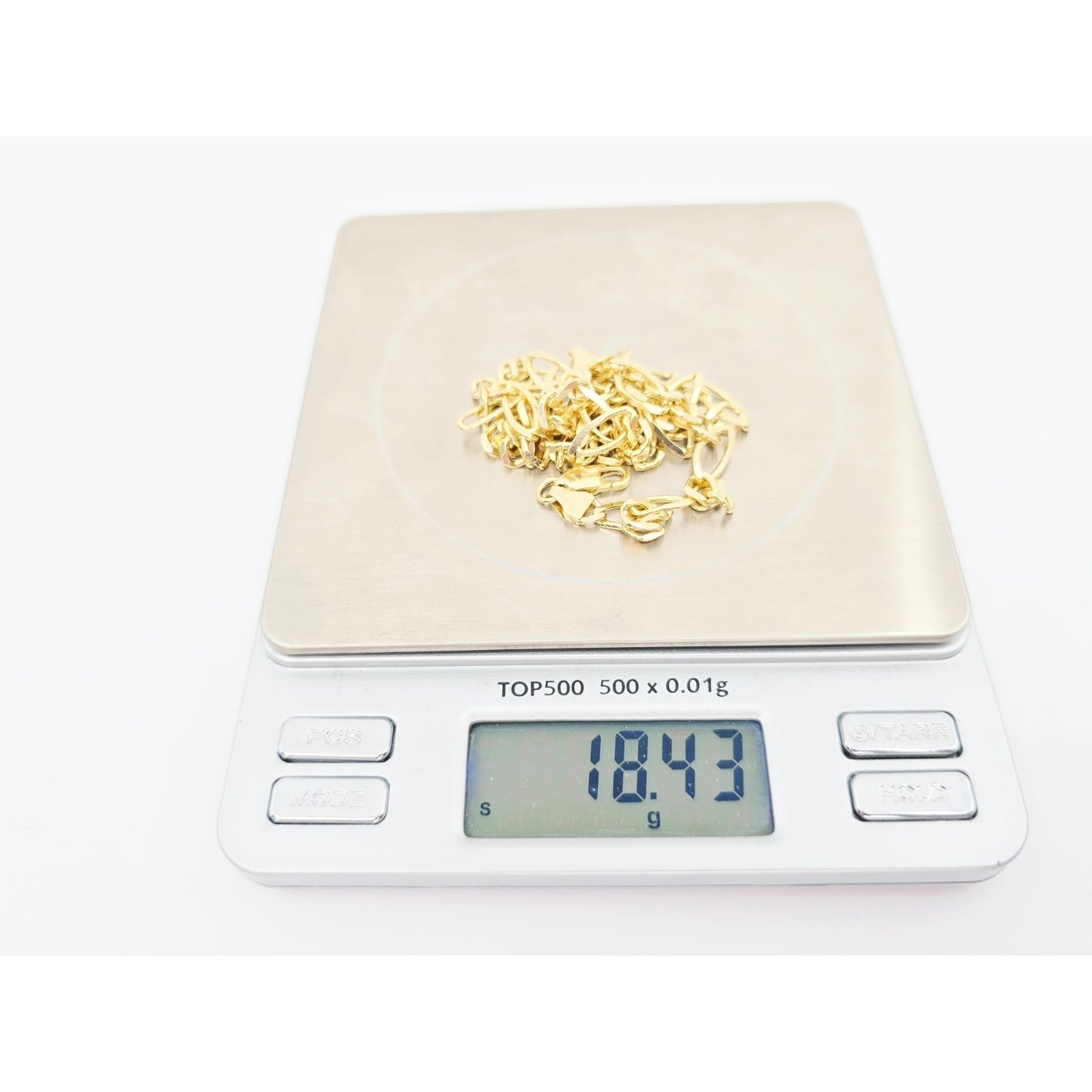 14K Yellow Gold Figaro Link Chain Necklace