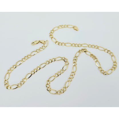 14K Yellow Gold Figaro Link Chain Necklace