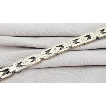 14K White Gold Diamond Custom Link Bracelet