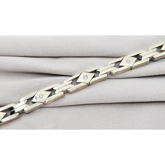 14K White Gold Diamond Custom Link Bracelet