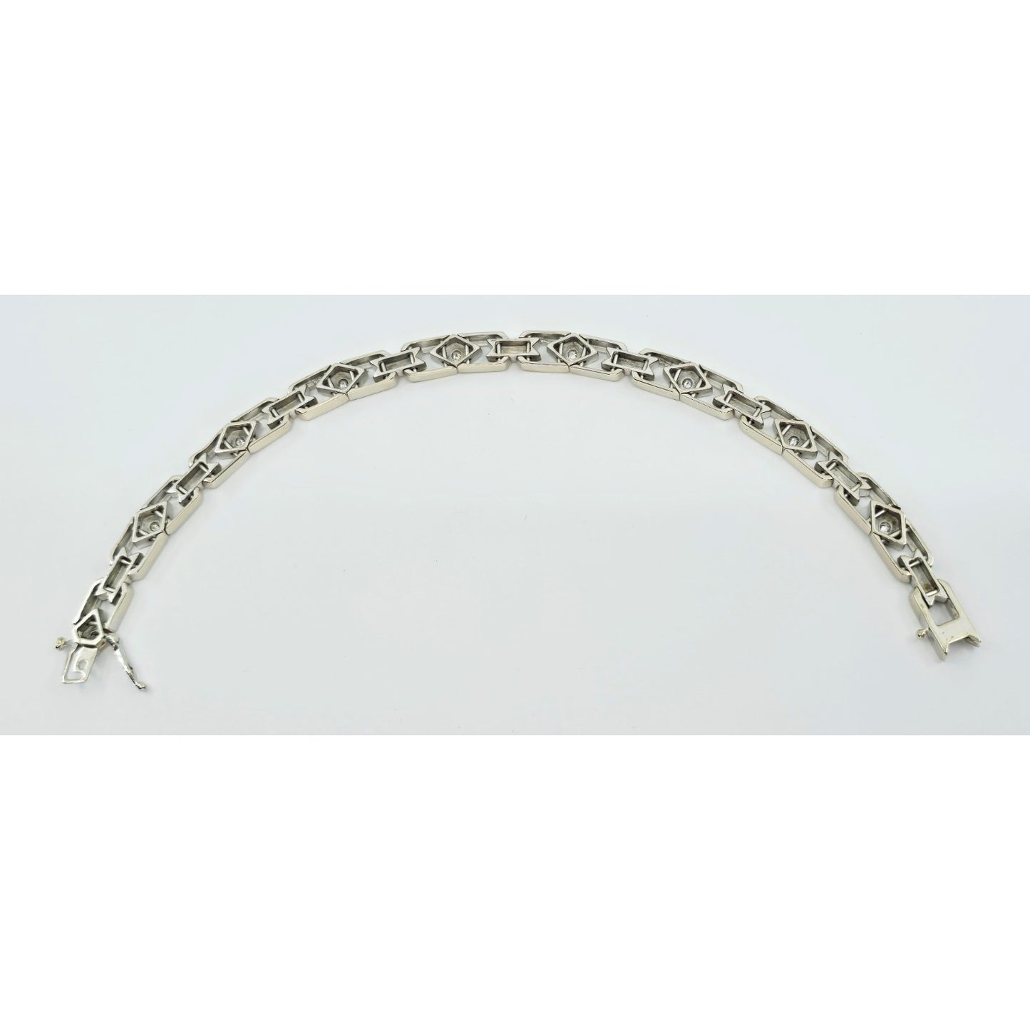 14K White Gold Diamond Custom Link Bracelet