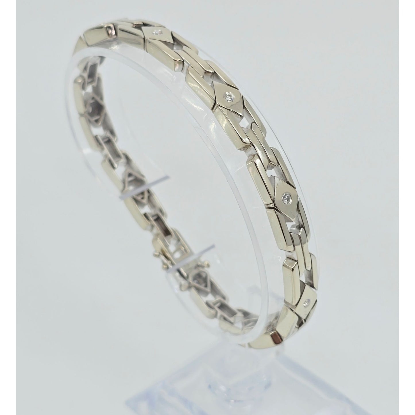 14K White Gold Diamond Custom Link Bracelet