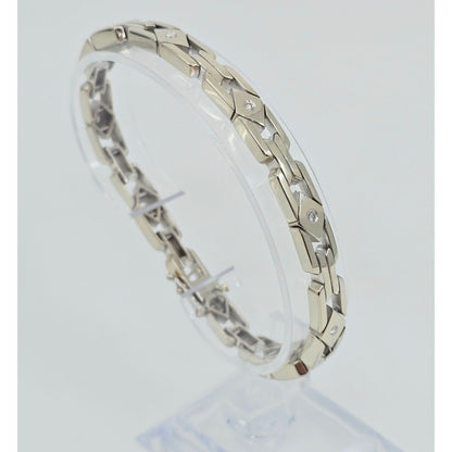 14K White Gold Diamond Custom Link Bracelet